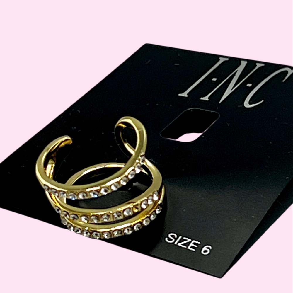 NC International Concepts Gold Tone Triple Pave Ring